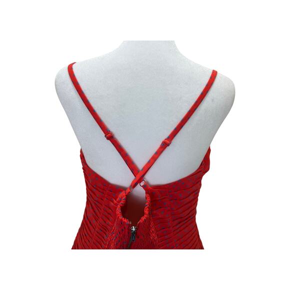 GUESS Los Angeles Corset Tank Coral Blue Polka Dot Size XL Coquette Pin Up - Picture 5 of 14